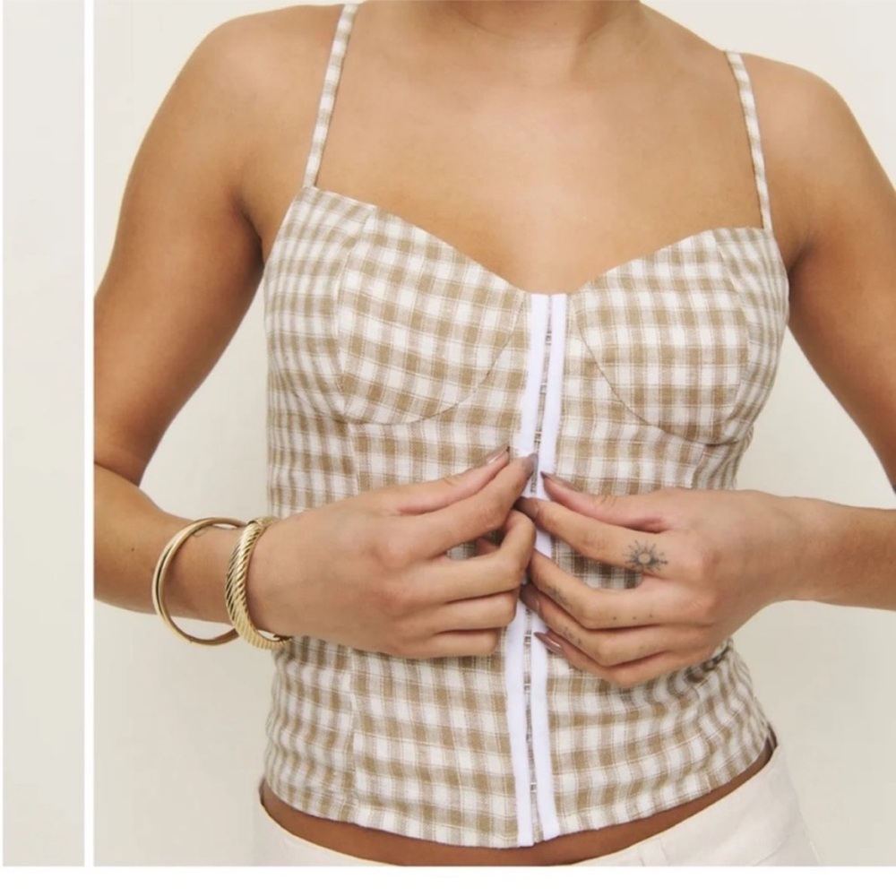 NWT • Reformation Christen Top in Dunes Check - Picture 6 of 7